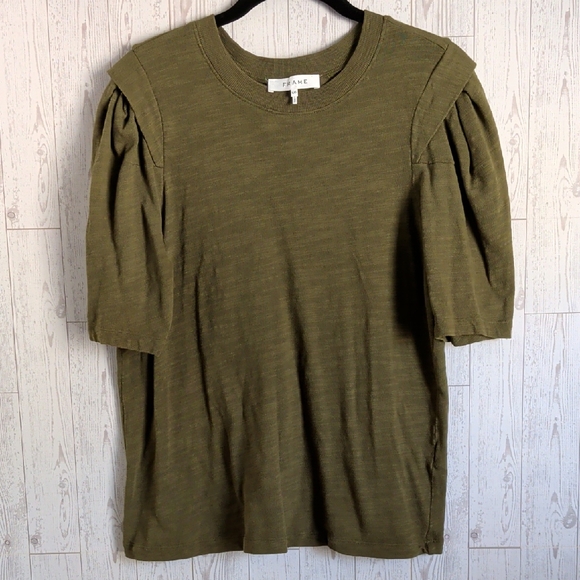 Frame Denim Tops - Frame Denim Olive Short Sleeve Women's Top